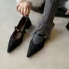 Zapatos de Commuter Estilo Francés~2026 Estampado de Leopardo Punta Fina Correa Única Mary Jane Zapatos de Piel con Tacón Medio Grueso y Punta Baja