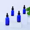 Botella de aceite esencial marrón transparente de 10 a 100 ml, con gotero de goma azul y verde oscuro, para medicamentos, cosméticos, de vidrio dividido oscuro.