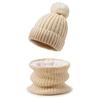 Novo gorro de lã quente de cor sólida transfronteiriço inverno combina com tudo quente gorro de lã europeu e americano terno de cachecol de tricô de cor sólida