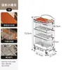 Estante de Almacenamiento de Doble Capa con Ruedas Estilo Lujo Ligero, Cesta de Almacenamiento Móvil para Espacios Estrechos Junto al Refrigerador de la Cocina, Cesta para Frutas y Verduras