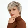Pelucas Europeas y Americanas de Nuevo Producto Transfronterizas para Mujeres, Peinado Corto Degradado Marrón, Peluca Sintética de Fibra de Alta Temperatura Rizada Corta Africana, En Stock