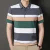 2024 Verano Nueva Camisa Polo Ligera de Negocios Camiseta de Alta Calidad para Hombre con Rayas Marca Americana de Moda Cuello