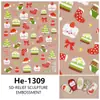 Redanco5D Repujado Popular Pegatinas para Uñas Arte de Uñas Frutas Pastel Papá Noel Pegatinas Estéreo para Uñas He1309