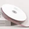 Fita de poliéster com listras verticais de 1CM, 50 jardas, fita floral multicolorida para confeitaria e embalagem, disponível em estoque direto da fábrica