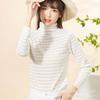 Outono e Inverno novo 1029 sexy doce renda camisa de baixo meia gola tartaruga elegante elegante de manga comprida top roupas femininas