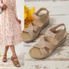 Sandalias de comercio exterior transfronterizo nuevas 2023 para mujer, con plataforma de velcro y cuña de Amazon, sandalias con correa de talla grande en stock