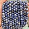 Sodalita natural fangna Piedra cuentas sueltas punto blanco orquídea cuentas redondas accesorios de joyería diy cuentas para pulsera al por mayor