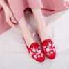 Pantuflas de Casa de Satén de Verano con Mariposa Sandalias de Tacón Bajo Elegantes Zapatos de Tela de Suela Blanda para Mujer Zapatos Bordados