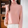 Suéter de Gola Alta para Mulheres, Novo Suéter de Alto Contraste Outono/Inverno, Suéter de Malha com Manga Longa para Mulheres, Top Básico Pronto para Vestir para o Outono