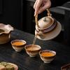 Set de Estufa de Té de Madera Estilo Japonés con Base para Tetera, Calentamiento con Vela, Estufa de Té para Exteriores, Tetera y Tazas de Té Juego Completo