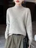 Invierno 2026 Nuevo Suéter de Punto Grueso de Lana Pura con Siete Puntos de Cuello Alto Medio Manga Larga para Mujer Suéter de Lana con Patrón de Diamantes