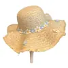 Chapéu de Sol de Aba Larga de Verão, Chapéu de Sol Floral Versátil para Viagem, Chapéu de Praia Feminino, Chapéu de Palha para Férias na Praia