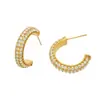 Pendientes de Titanio con Forma de C y Circonita Incrustada, Venta Caliente Transfronteriza, Estilo Ins, Pendientes de Botón de Moda Versátiles para Mujer, Joyería de Pendientes de Lujo Ligero