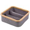 Caja de Almacenamiento de Cosméticos de Tela de Bambú para Hogar, Dormitorio, Escritorio, Tela, Organizador de Cesta de Almacenamiento de Tres Compartimentos, Cesta de Almacenamiento