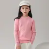 Suéter de cachemira para niños de punto trenzado grueso de cuello medio lana pura tejido punto mismo estilo para niños y niñas lana punto trenzado pequeño otoño e invierno nuevo estilo