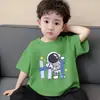Camiseta de Manga Curta para Meninos 2026 Nova Moda de Verão Tendência Estampada Top Solto Respirável de Algodão Puro Manga Meia para Crianças
