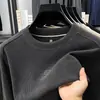 Camiseta de Manga Larga Otoño Invierno Moda Cuello Redondo Sudadera Hombre Casual Capa Interior Capa Base Suéter Top Cálido