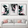 Pintura Decorativa para Sala de Estar Estilo Nórdico Planta Verde Fresca Flores Mural Celebridad de Internet Pared de Fondo para Sofá Dormitorio Sencillo