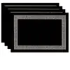 Mantel Geométrico Negro, Rectangular con Patrón de Lino Textura de Bambú Poliéster Lavable, Impermeable y a Prueba de Aceite