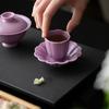 Posavasos de Pétalo de Cerámica Morado Escarchado Platillo para Taza de Té Posavasos Aislante Juego de Té Chino Kung Fu Accesorios para Ceremonia del Té