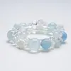 [Sensación Clara] Pulsera Artesanal de Cristal Natural Aguamarina para Mujer, Estilo Nuevo Versátil, Pulsera Blanqueadora al por Mayor