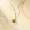 Colgante de jade azul de agua chapado en oro y plata de ley S925 con carácter Fu, exquisito trébol de cuatro hojas, elegante, vintage, personalizado, para mujer china.