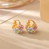 Brincos de Cesta de Flores Esmaltadas Coloridos Mais Vendidos do Douyin Frescos Doces High-End Modernos Ear Cuff de Verão Dopamina