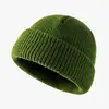 Chapéu de Lã Quente Tricotado em Acrílico Estilo Coreano com Logo Impresso Personalizado para Frio Curto Outono e Inverno com Barra Dobrada Pele de Melão