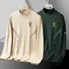 Camiseta interior térmica de manga larga para hombre, color liso, forro polar de doble cara cepillado, cuello medio alto, base engrosada, para otoño e invierno