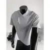 Venda Direta da Fábrica T-shirt de Manga Curta com Gola Alta e Zíper Diagonal Costurado Verão Masculino Novo Estilo Americano Tendência Solta Casual