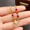 Pulsera de Rubí Natural Transfronteriza para Mujer, Accesorio de Nicho de Alta Gama, Joyería de Plata 925, 3*4mm, Moderna, Venta Directa de Fábrica