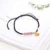 Pulsera de Cuerda Tejida Marca Fortuna Cristal de Fresa Suave Diseño de Nicho Ins Femenino Cuerda para Mano de Novia Juego de Mano Dulce Fortuna