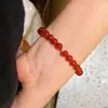 Pulseira de Ágata Vermelha Natural Gelo-Transparente Semelhante a Vidro 7A de 6mm em Prata Esterlina 925, Autenticidade Garantida, Pode Ser Reinspecionada na Base