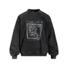 Sudadera con capucha Lavada Estampado de Personaje Retro Americano Cuello Redondo Estampado de Terciopelo Primavera y Otoño Estilo Callejero para Hombre Sudadera de Manga Larga Holgada
