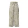 Pantalones rectos anchos de estilo páramo con teñido anudado y efecto desgastado para hombre, pantalones casuales sueltos sucios lavados punk de moda vintage