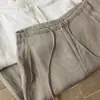 Calças largas de linho de cintura alta e leves para mulheres, novo estilo coreano de verão, casuais, relaxadas, soltas, retas, compridas