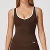 Chaleco deportivo Zechuang ajustado con contraste de color para mujer, sin espalda, para yoga, fitness, ropa exterior, top deportivo 8843