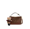 Bolsa de almofada patchwork com estampa de leopardo em camurça para mulheres, novo modelo 2026, bolsa de ombro vintage de alta qualidade, bolsa transversal texturizada da moda