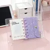 Estilo Japonês Fofo A7 Duas Botões PVC Transparente Colorido Inserção de Bolsa para Fichário Capa de Caderno Planejador Seis Furos