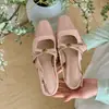 Deslumbrantes Sapatos Mary Jane Quadrados Inspirados em Chanel com Corte Baixo, Saltos Grossos, Laço e Saia Combinando, Sandálias de Uma Tira, Modernos