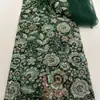 Tela de Malla con Bordado de Cuentas Pesadas, Cuentas Tubulares, Lentejuelas, Tela Bordada, Tela a Granel para Vestido de Banquetes, Vestido de Noche, Vestido de Novia