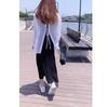 9580 Da Ai Mei Yi Yuan 2026 Verano Nuevo Estilo Vestido Largo Negro con Mangas Largas Blancas Protección Solar Moda Femenina