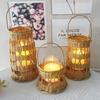 Exportación Transfronteriza Venta al Por Mayor Immitación Ratán Transparente Tarro para Velas Lámpara de Viento Pantalla Asa Decoración para el Hogar Estilo Japonés