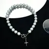Collar de Acero de Titanio con Estrella de Cuatro Puntas y Perla Estilo Coreano para Mujer, Cadena para Clavícula con Diseño de Nicho de Lujo Ligero, Accesorio Elegante para el Viaje Diario