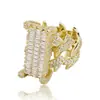 Anillo Cubano Rectangular Nuevo de Zirconia Europeo y Americano Lleno de Zirconia Hip-Hop Anillo de Joyería de Moda para Hombre Oro y Joyería Australiana