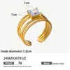 Taina Anel de Abertura em Aço Inoxidável Dourado 18k Zircônia Anel Ins de Alto Padrão Joia de Mão em Aço Titânio Anéis Transfronteiriços