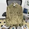 Camisa de manga comprida retrô estilo japonês para homens e mulheres, estilo Hong Kong, floral, elegante, estilo coreano, design de nicho, camisa solta para casal, outono