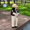 Primavera 2026 Nuevo Estilo Coreano Ropa Infantil Niñas Camiseta de Manga Larga Estampado Completo Puntos Pantalones Overol Elegantes de Moda