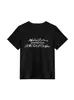 Camiseta de Manga Corta con Diseño de Estampado de Letras Americanas en el Hombro Derecho para Mujer Verano Nuevo Nicho Versátil Casual Top Básico