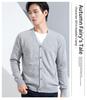 Suéter de cachemira con cuello en V para hombre, cárdigan de lana 100% pura, chaqueta de punto holgada de manga larga, ropa de hombre, primavera y otoño